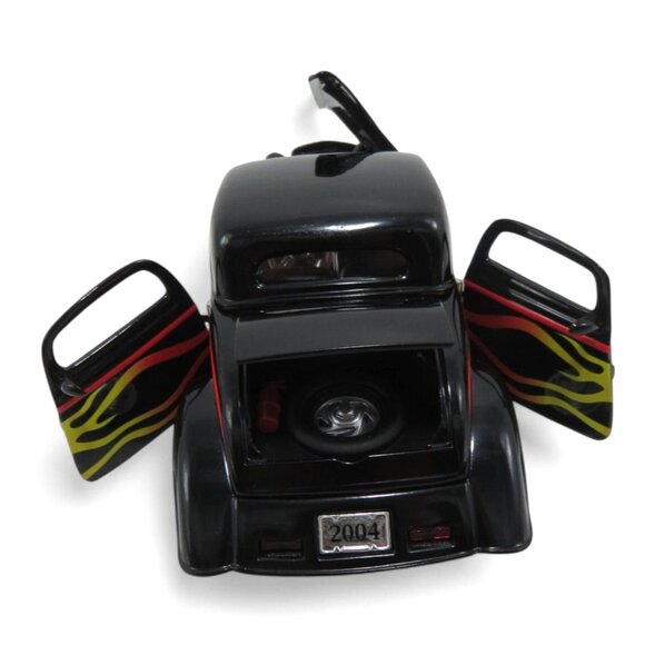 Vintage 1934 FORD 3-Window Coupe Street Rod DIECAST Black and Red Flames Boxed - Picture 5 of 13